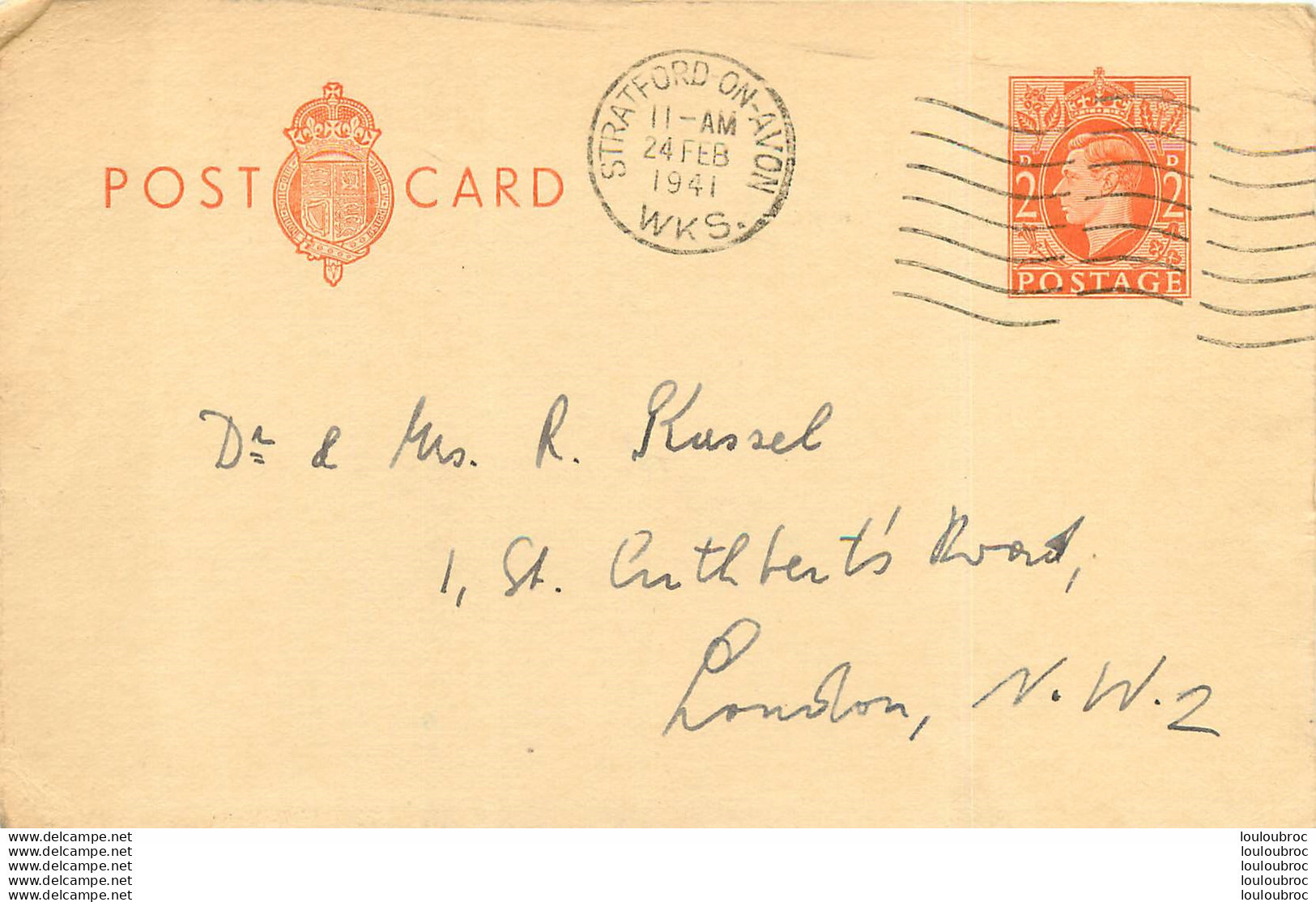 ENTIER POSTAL STRATFORD 1941 - Covers & Documents