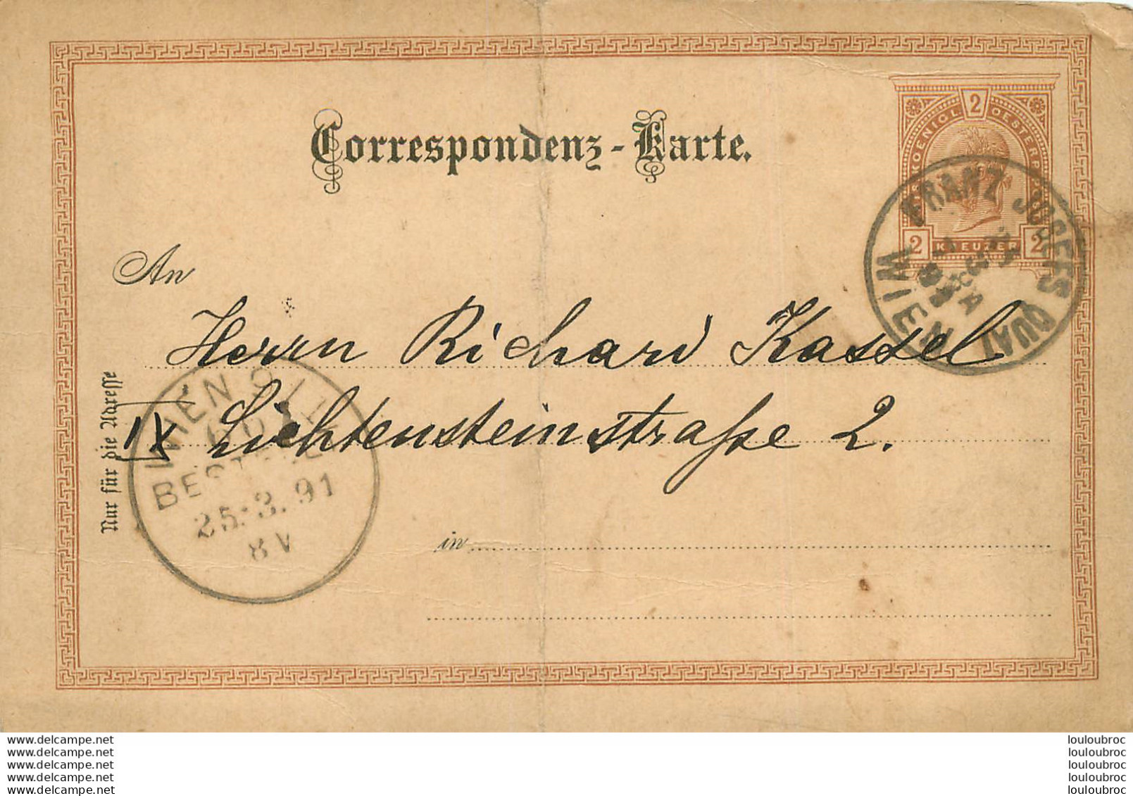 ENTIER POSTAL AUTRICHE 1891 - Briefe U. Dokumente