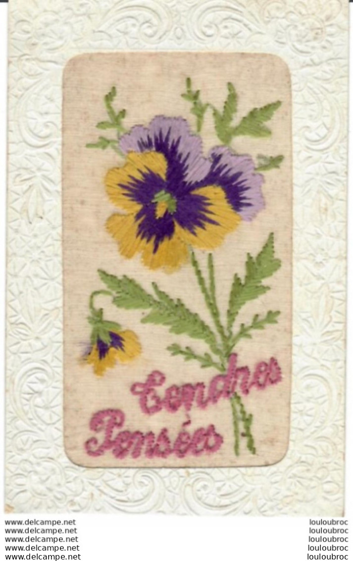 CARTE BRODEE TENDRES PENSEES - Embroidered