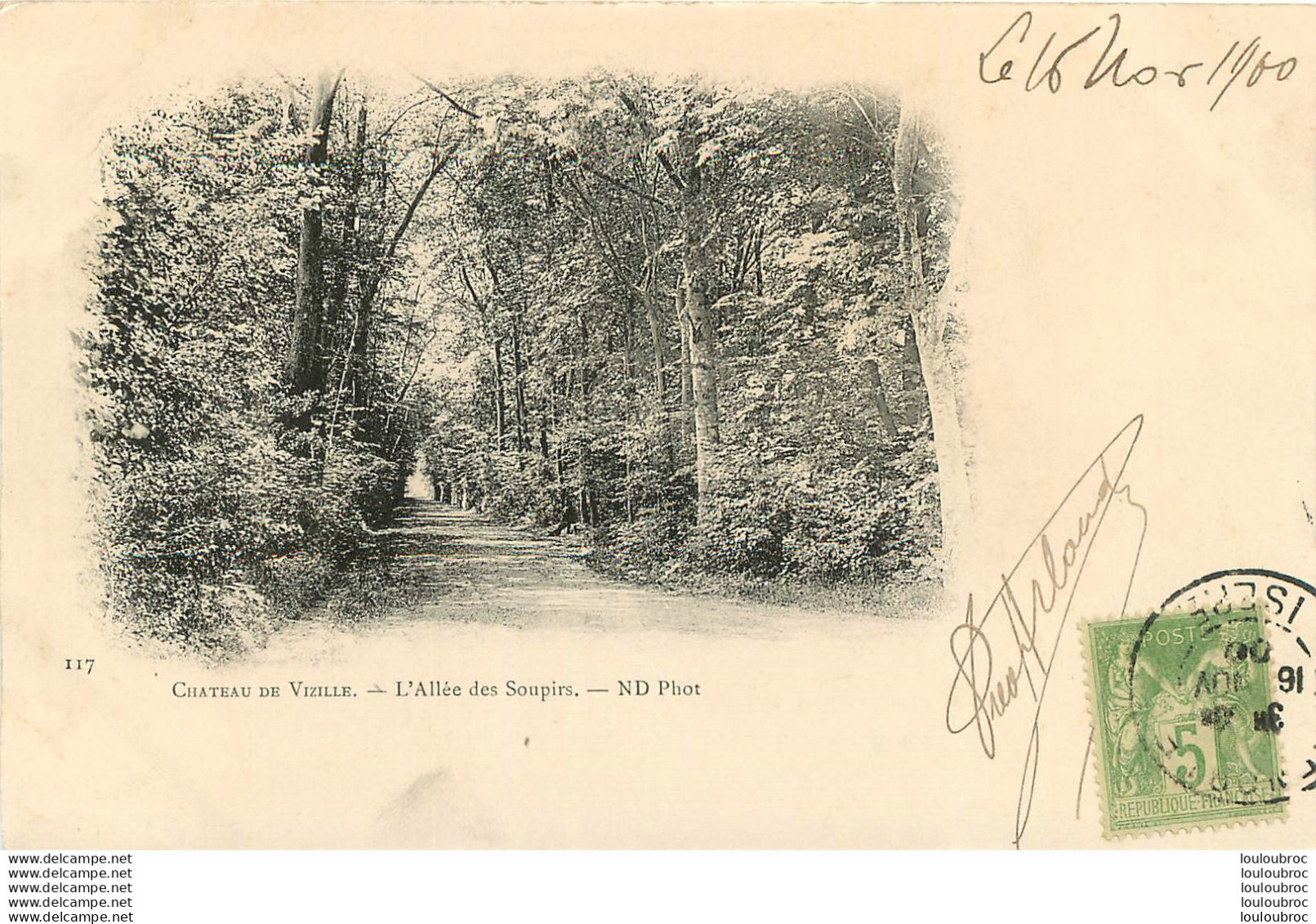 CHATEAU DE VIZILLE L'ALLEE DES SOUPIRS  EDIT ND VOYAGEE EN 1900 - Vizille