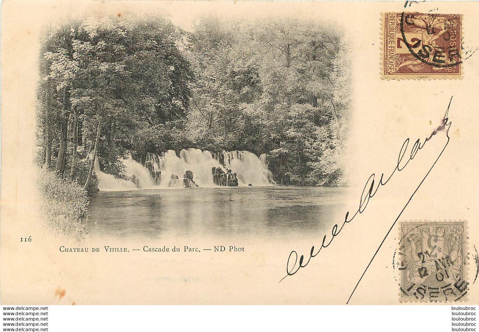 CHATEAU DE VIZILLE CASCADE DU PARC EDIT ND VOYAGEE EN 1901 - Vizille