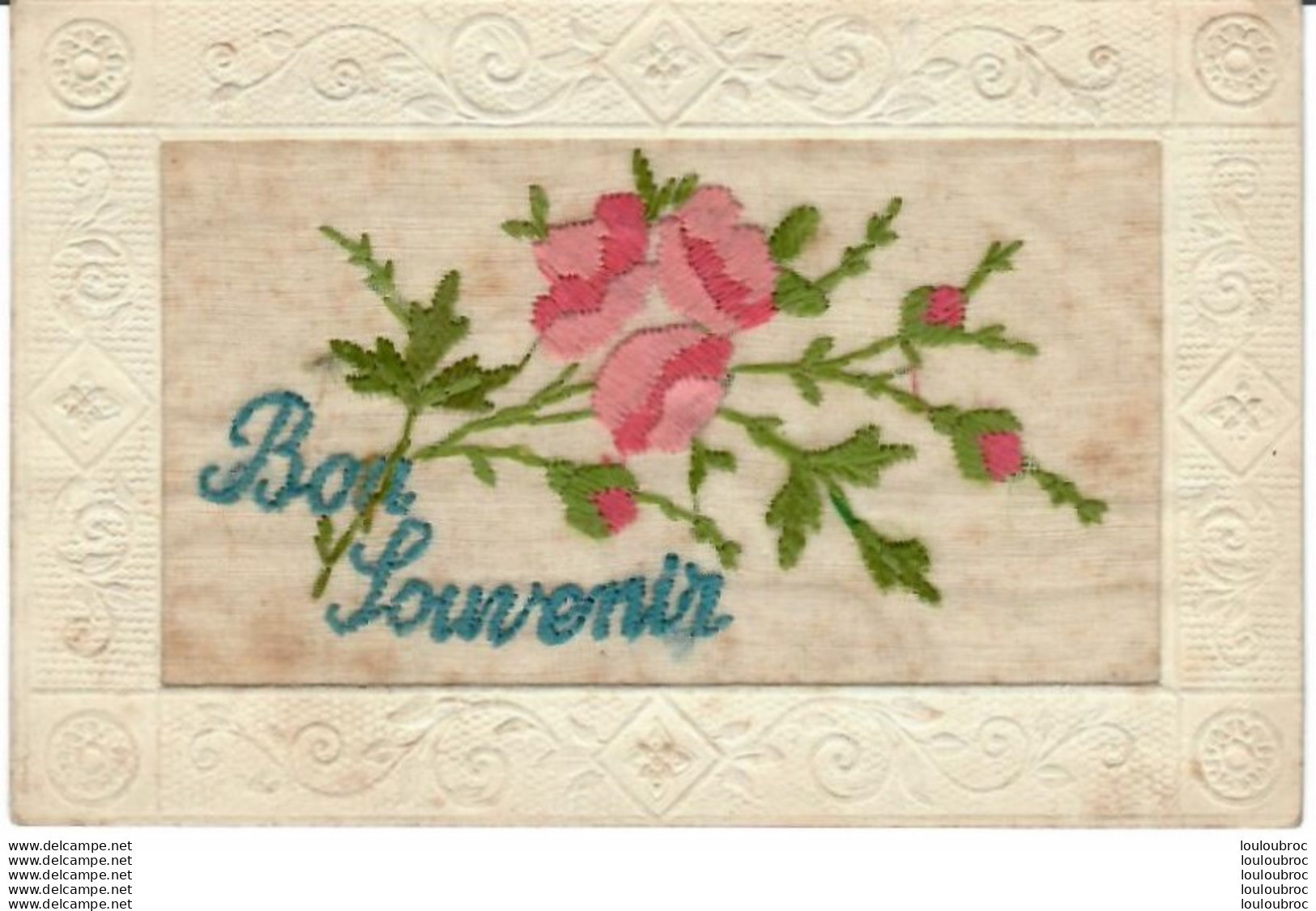 CARTE BRODEE BON SOUVENIR - Brodées