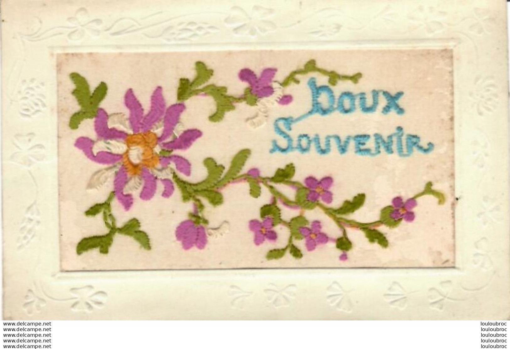 CARTE BRODEE DOUX SOUVENIR - Brodées