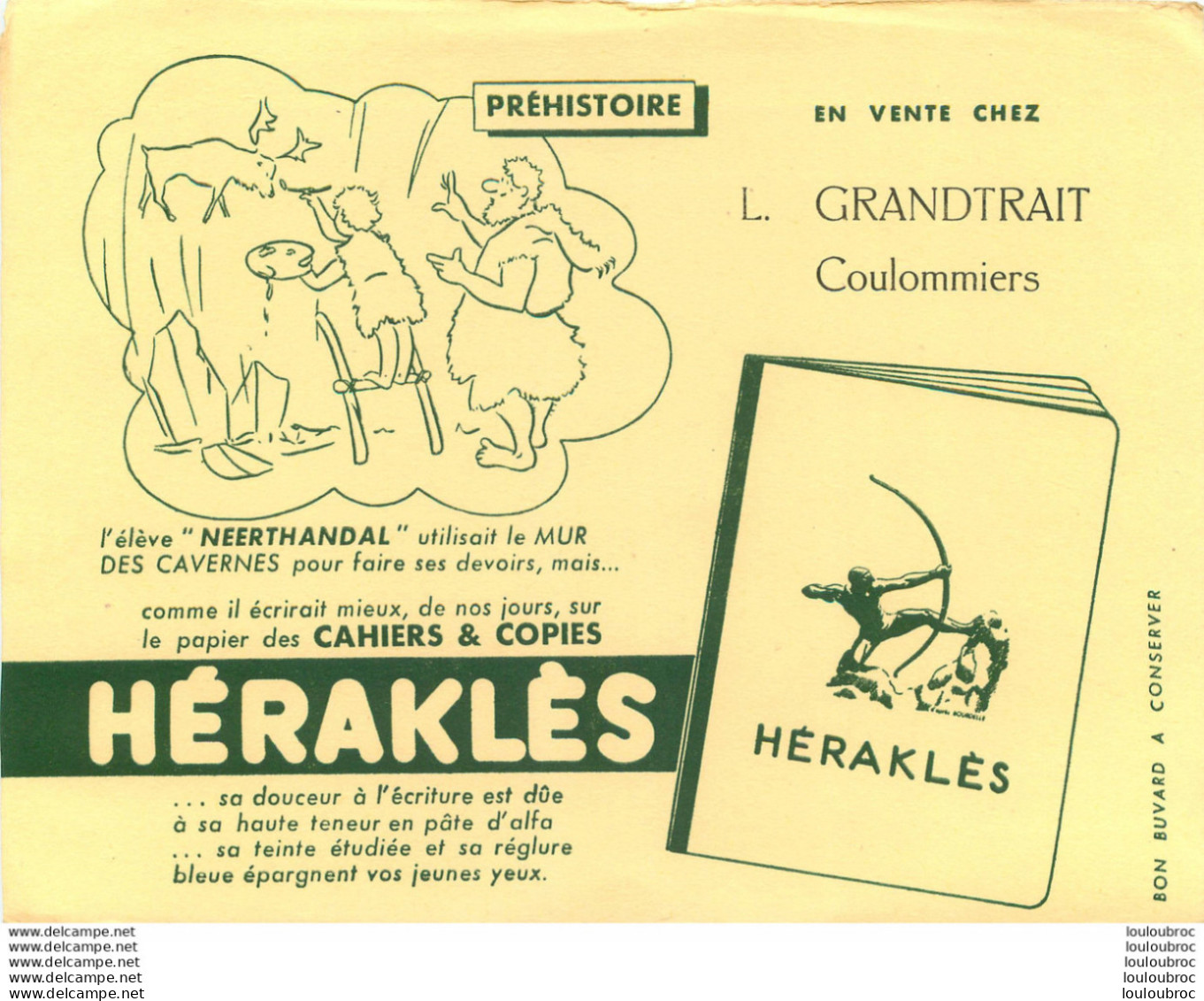BUVARD CAHIERS HERAKLES  AVEC CACHET L. GRANDTRAIT A COULOMMIERS - Other & Unclassified