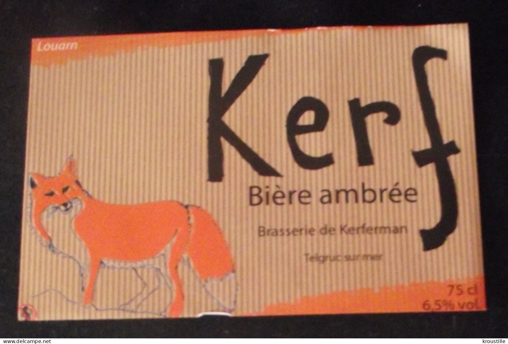 BRASSERIE DE KERFERMAN (FRANCE) : ETIQUETTE KERF - BIERE AMBREE - RENARD - NEUVE - Bière