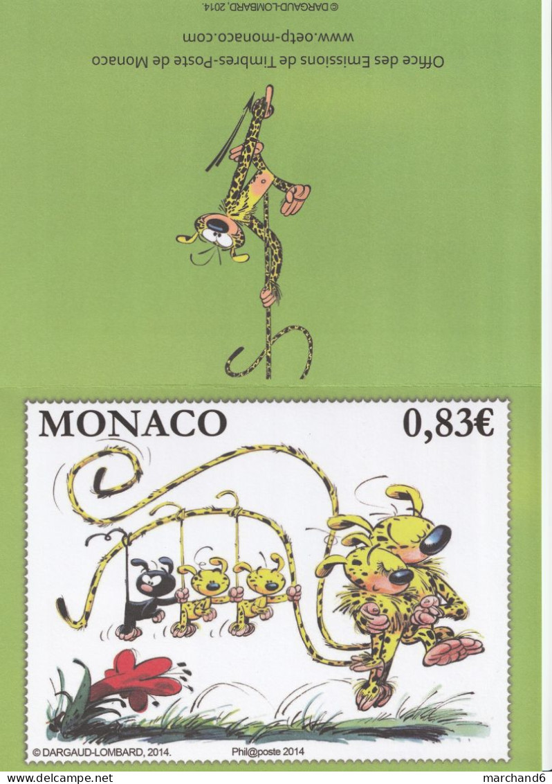 Monaco Personnage De Bande Dessinée Marsupilami Et Sa Famille N°2921 Neuf ** + 1er Jour Tirage N°1689/5000 - Lettres & Documents
