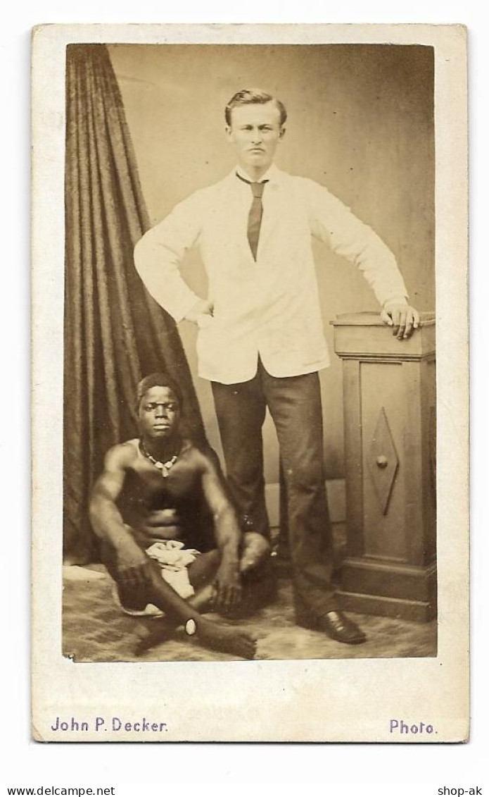 Y29049/ CDV Photo White And African Man West-Coast Africa 1876 Photgraph John P. Decker From Senegal - Afrika