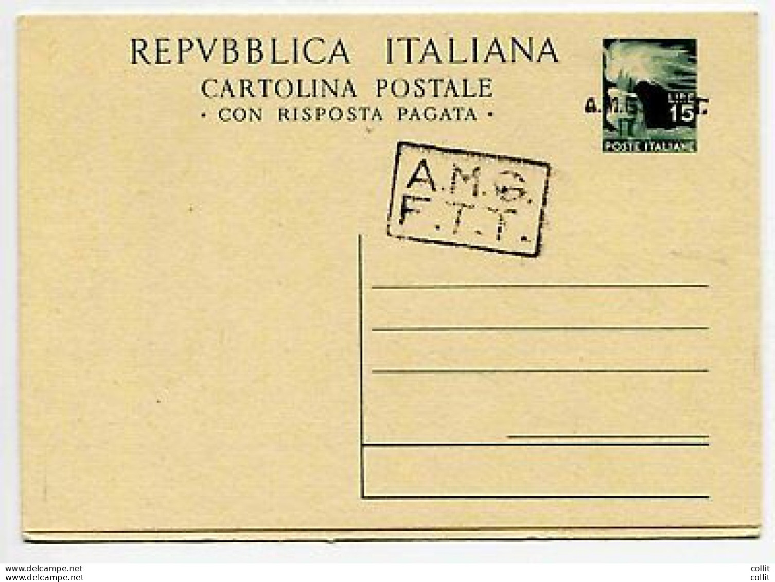 Trieste A - C.P. Lire 15+15 "Democratica" N. C 7 (sopr. A +B) - Nuova - Nuevos