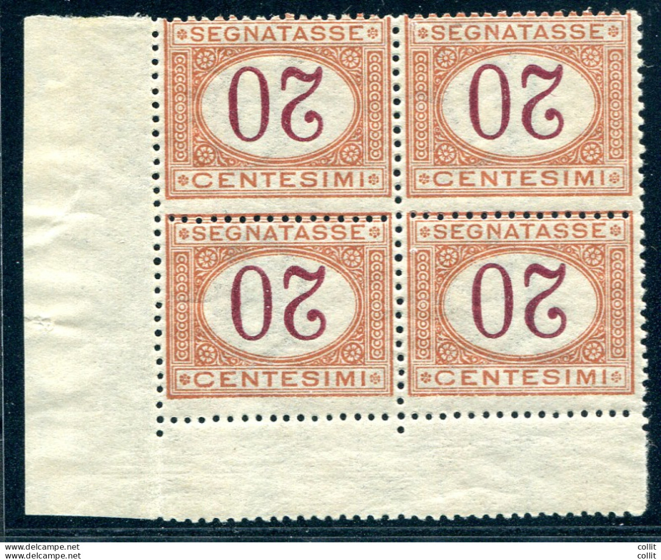 Segnatasse Cent. 20 Quartina Con Stampa Della Cifra Capovolta - Mint/hinged