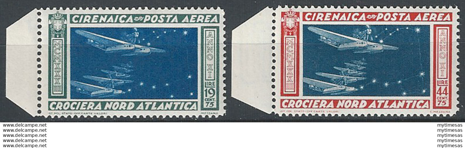 1933 Cirenaica Crociera Balbo Aerea MNH Sassone N. 18/19 - Other & Unclassified