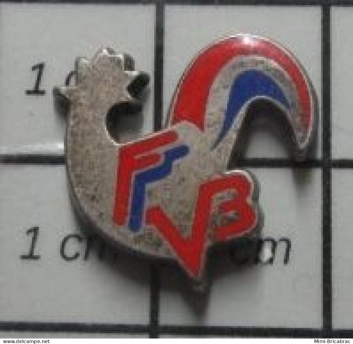 313H Pin's Pins / Beau Et Rare / ANIMAUX / COQ TRICOLORE FFVB FEDERATION FRANCAISE DE VOLLEY-BALL - Voleibol