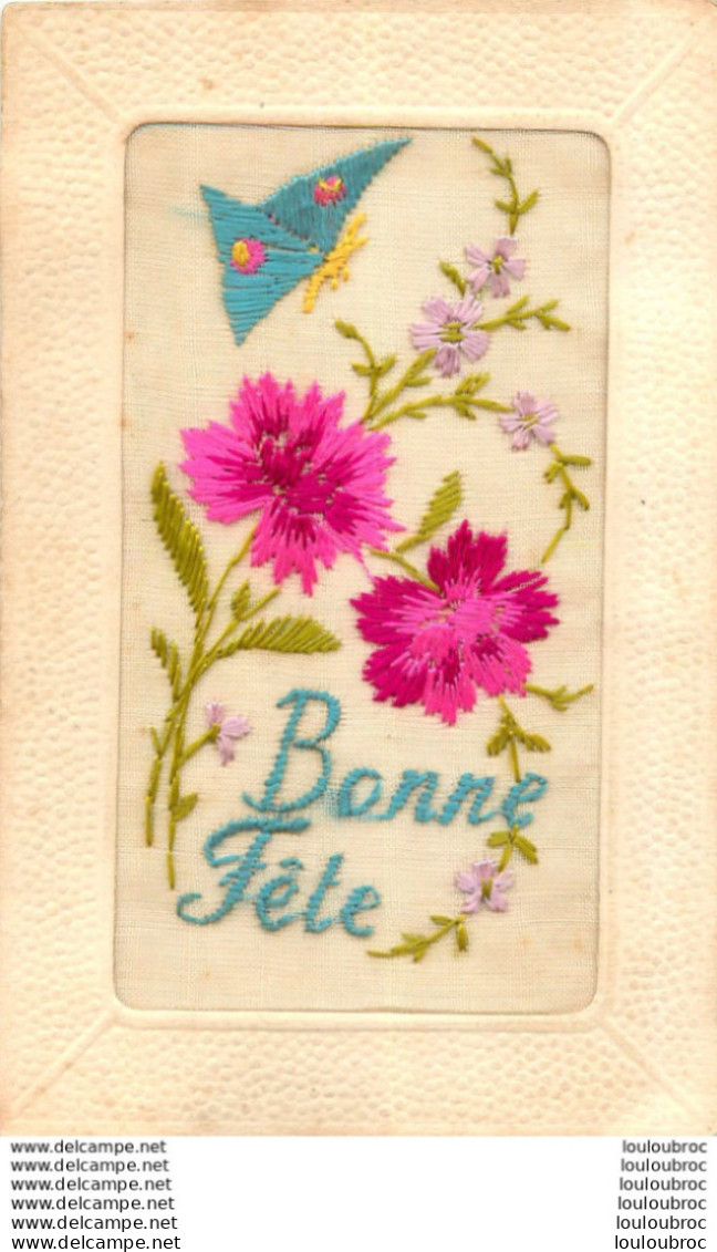 CARTE BRODEE BONNE FETE - Embroidered