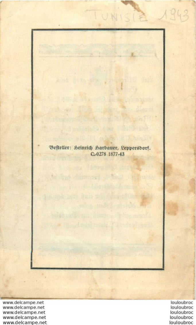 MEMENTO AVIS DE DECES SOLDAT ALLEMAND  JOHANN KROISS 26/03/1943 - Décès