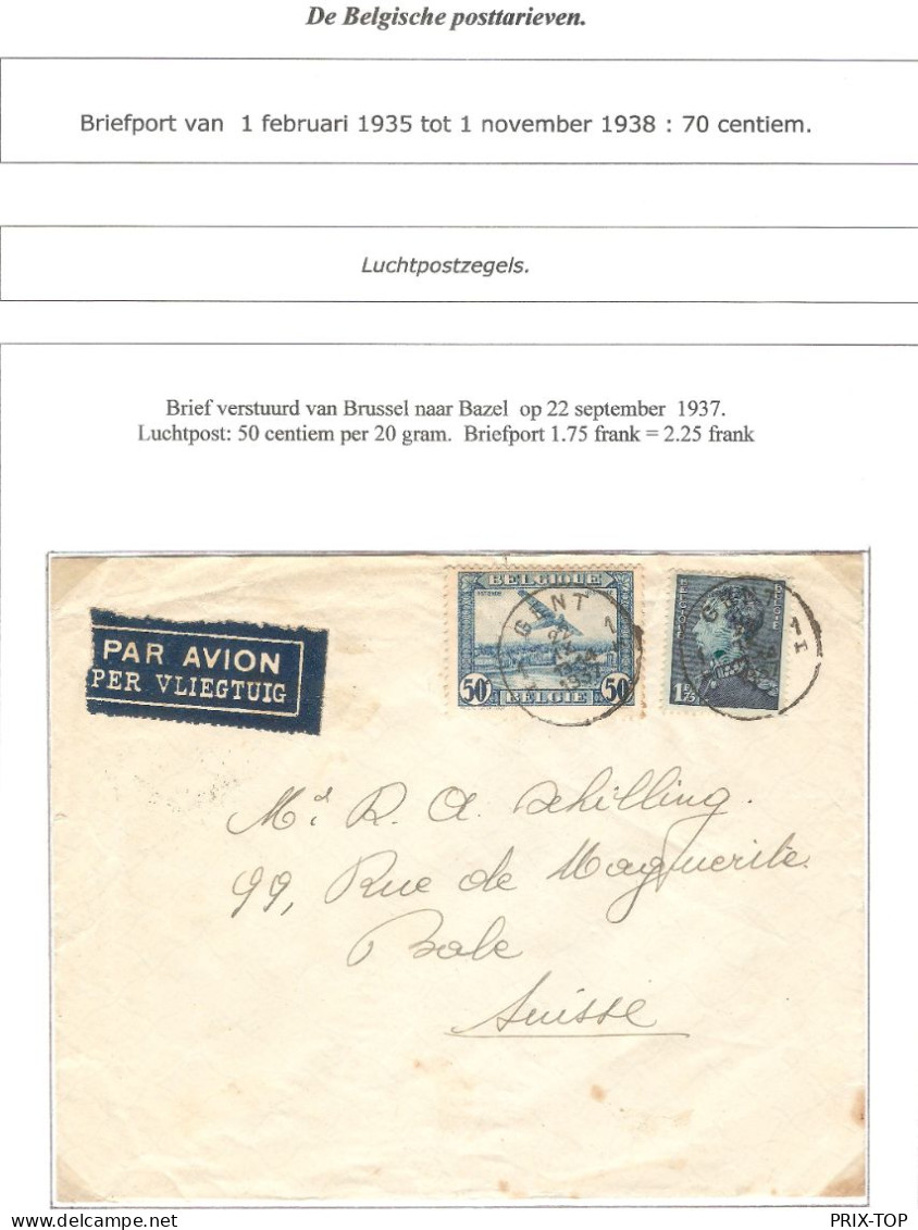TP 430 - TPA 1  S/L. Avion Obl. 22/9/1937 Via BXL 22/9/37  > Suisse Verso Vignette Sanatorium Mont S/Meuse - Covers & Documents