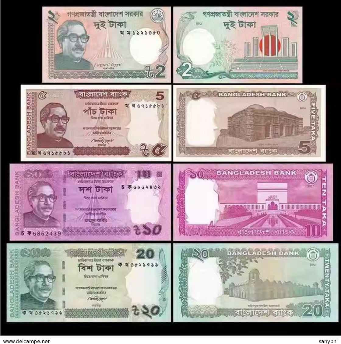 Bangladesh Bank 4 Banknotes 2,5,10,20T - Bangladesch