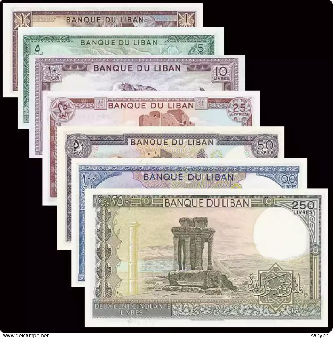 Banque Du Liban 7 Banknotes 1-250 Livres - Liban