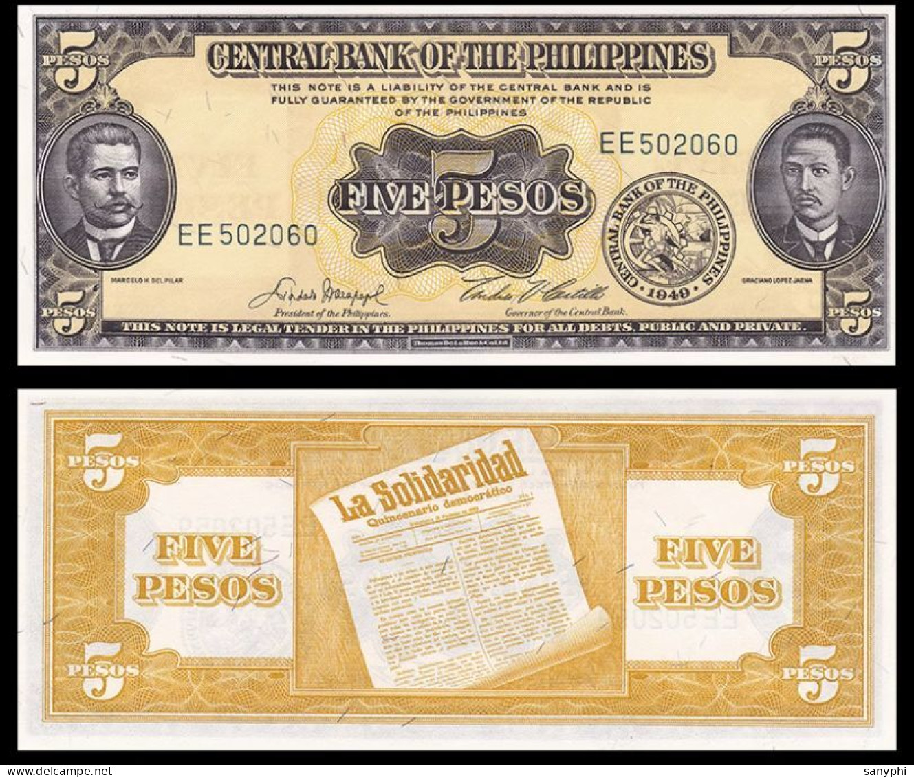 Central Bank Of The Philippines  ND(1949-1969) 5P - Philippinen