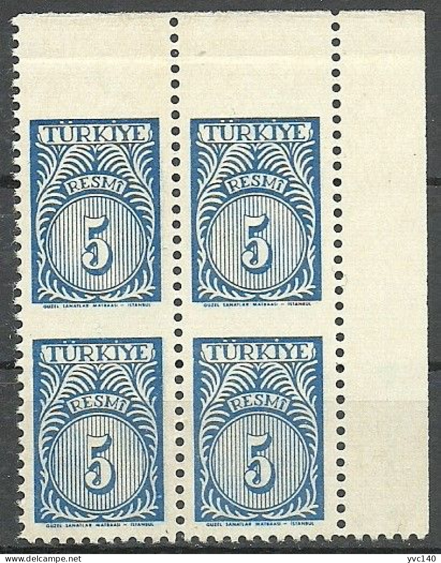 Turkey; 1957 Official Stamp 5 K. ERROR "Partially Imperf." - Sellos De Servicio