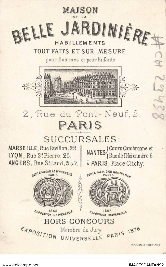 CHROMO #CL29438 LA BELLE JARDINIERE PORTEUR OEUF GEANT PARIS TESTU & MASSIN - Otros & Sin Clasificación