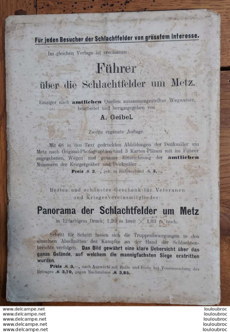 METZ KARTE DER SCHLACHTFELDER UM METZ 1906 DRUCK V. RICHTER U GERBER 69 X 58 CM - Cartes Géographiques