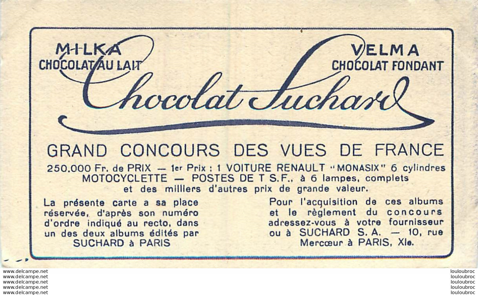 CHROMO MILKA SUCHARD GRAND CONCOURS DES VUES DE FRANCE MONTAUBAN PHOTO DORIZY - Suchard