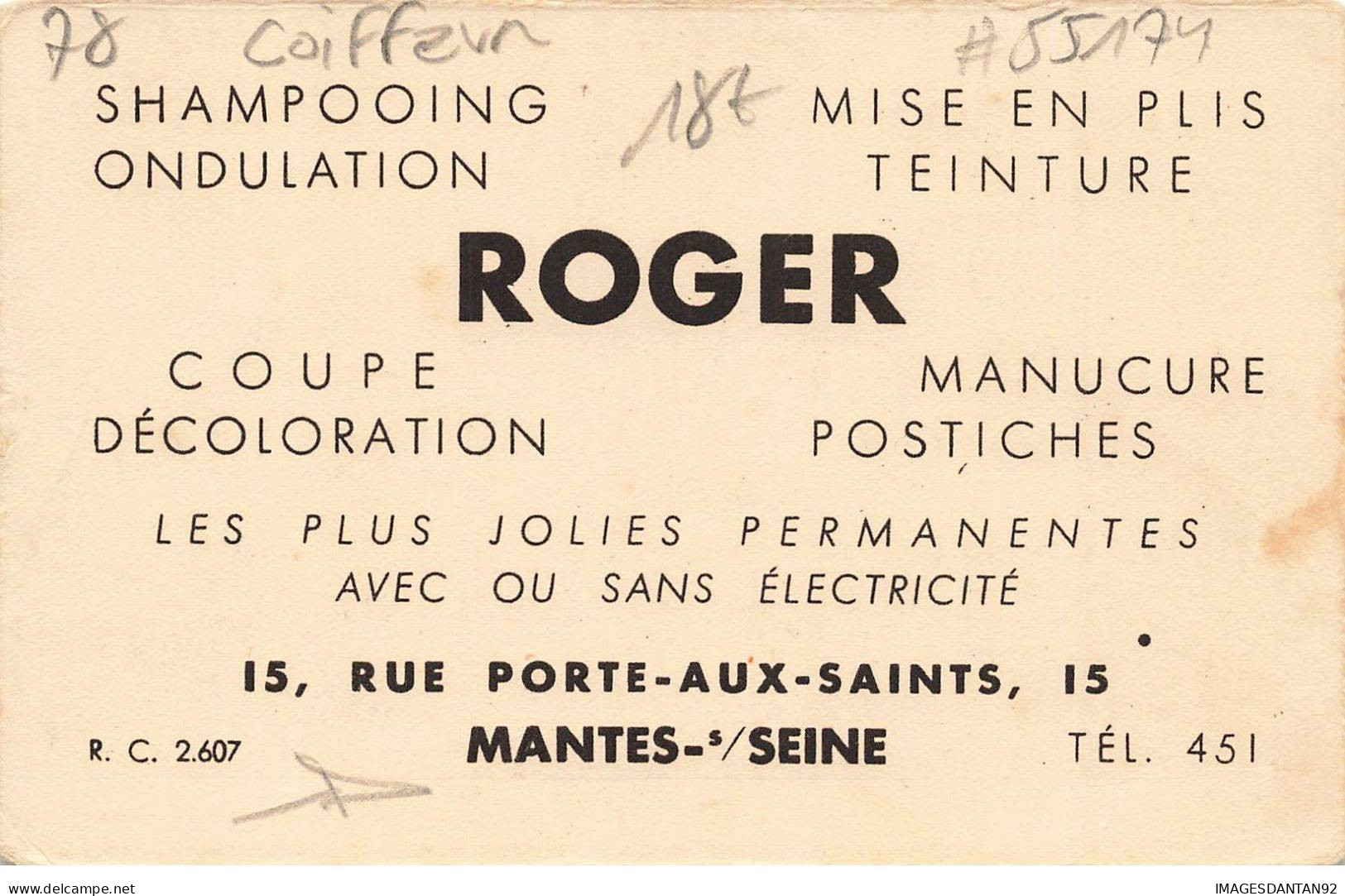 78 MANTES SUR SEINE #FG55174 COIFFEUR ROGER SALON COIFFURE CARTE PUBLICITAIRE - Mantes La Ville