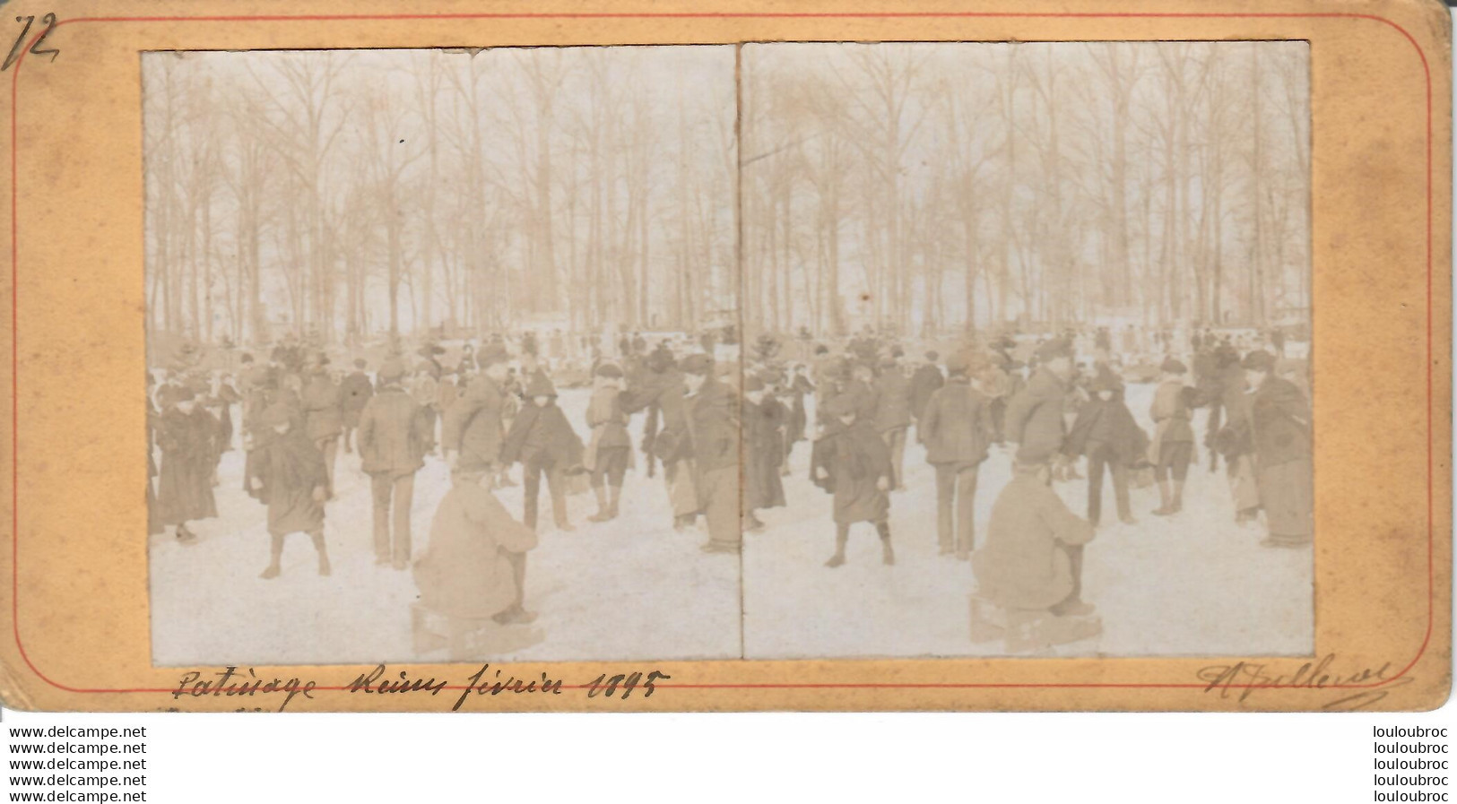 REIMS PATINAGE 1895    PHOTO STEREOSCOPIQUE - Stereo-Photographie