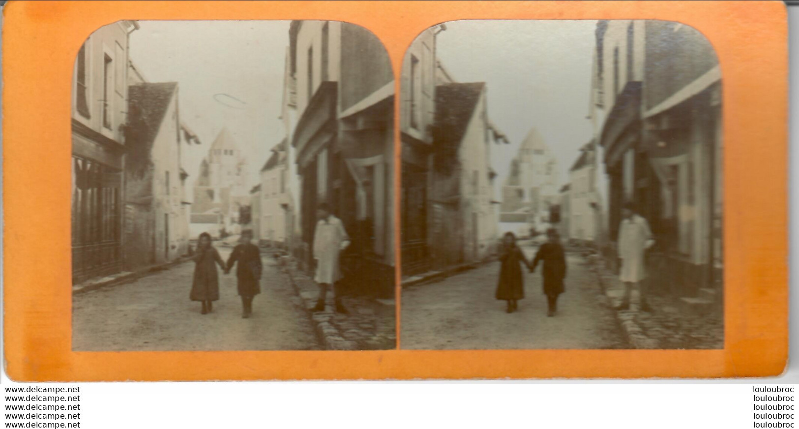 PROVINS VILLE HAUTE RUE COUVERTE  PHOTO STEREOSCOPIQUE G. LACOSTE - Photos Stéréoscopiques