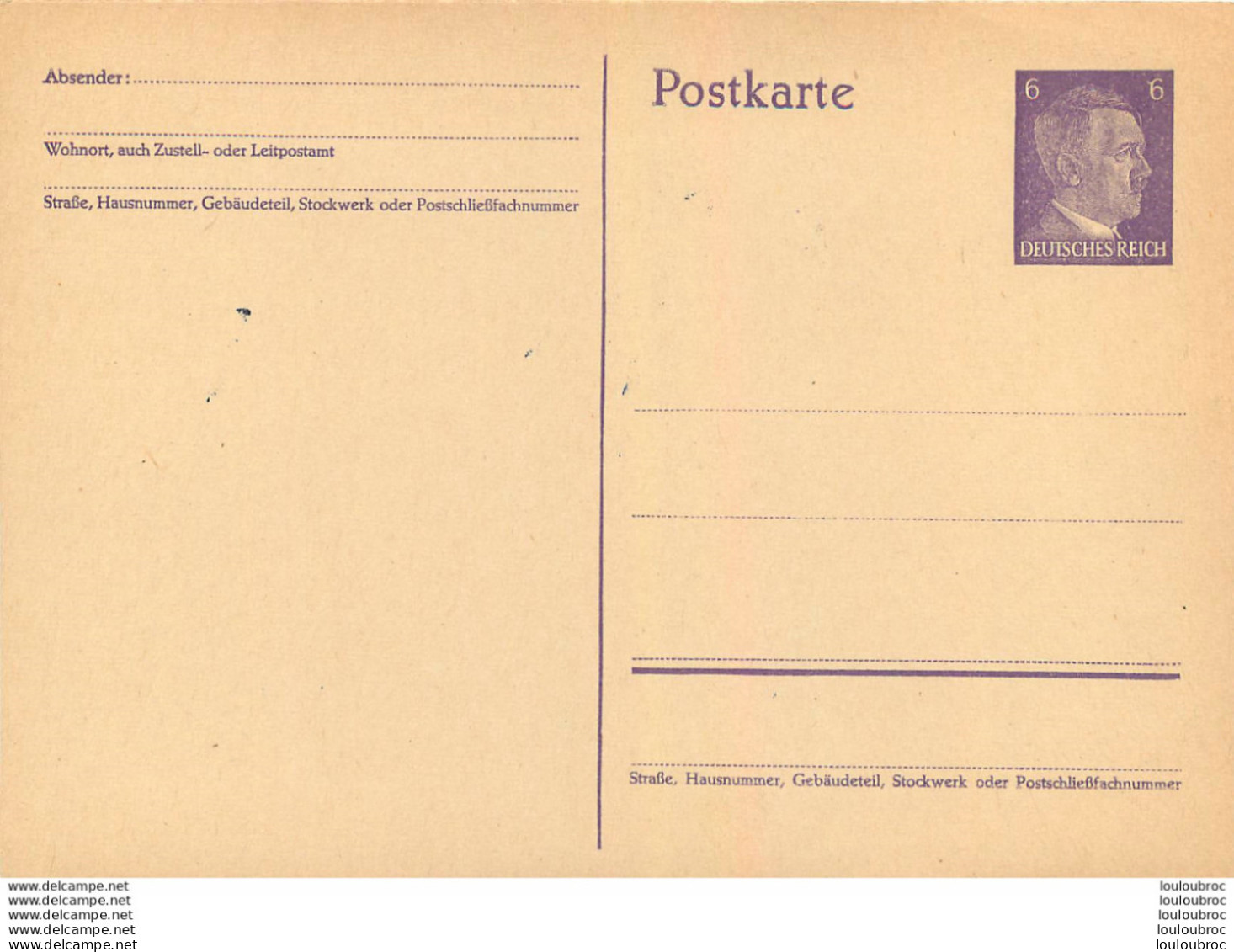 POSTKARTE  DEUTSCHES REICH HITLER - Sonstige & Ohne Zuordnung