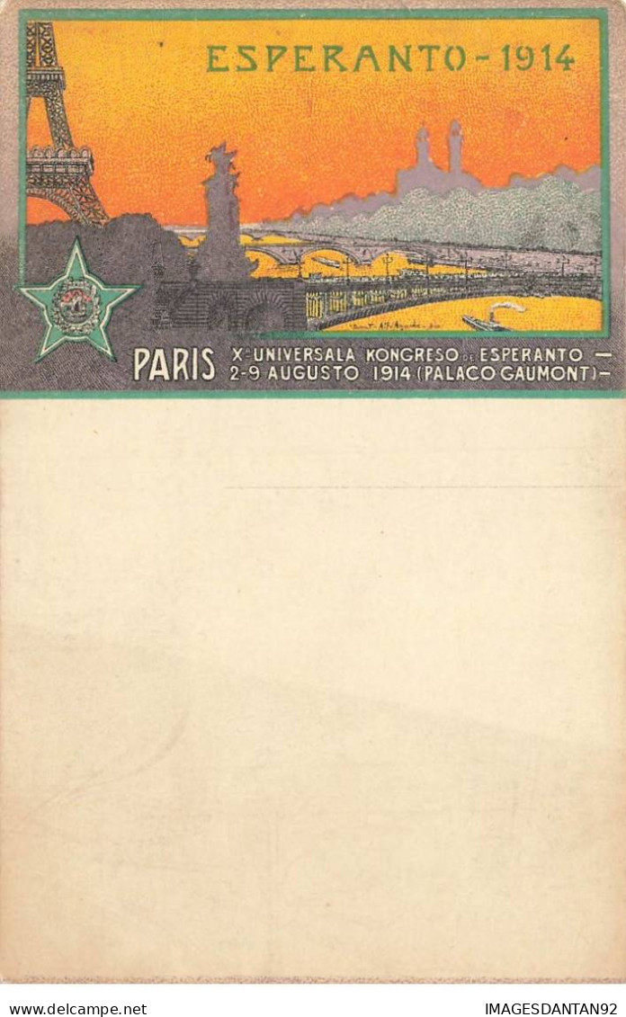 ESPERANTO #FG54878 PARIS AOUT 1914 PALAIS GAUMONT CONGRES TOUR EIFFEL - Esperanto
