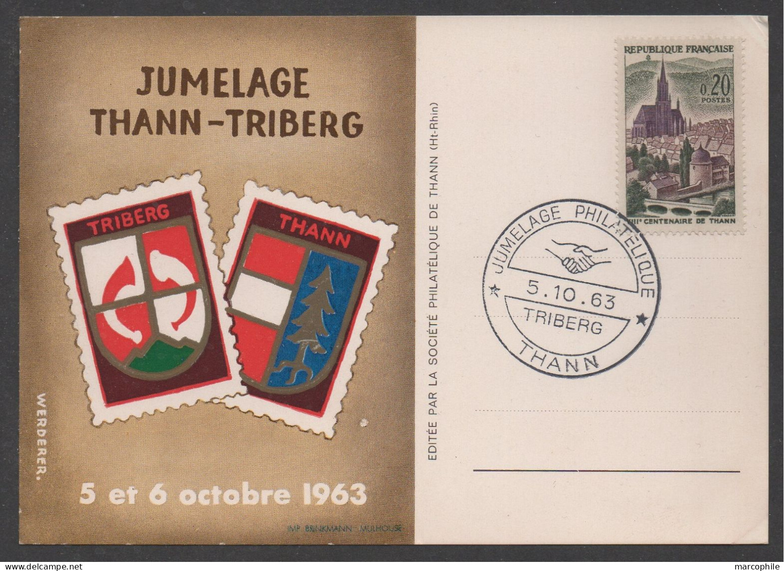 THANN - HAUT RHIN - ALSACE / 1963 CARTE DU JUMELAGE AVEC TRIBERG - ALLEMAGNE - FORET NOIRE - Lettres & Documents