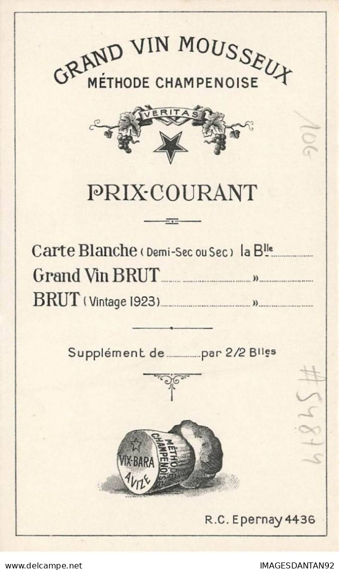 PUBLICITE #MK54874 GRAND VIN MOUSSEUX VIX BARA A AVIZE EPERNAY - Advertising