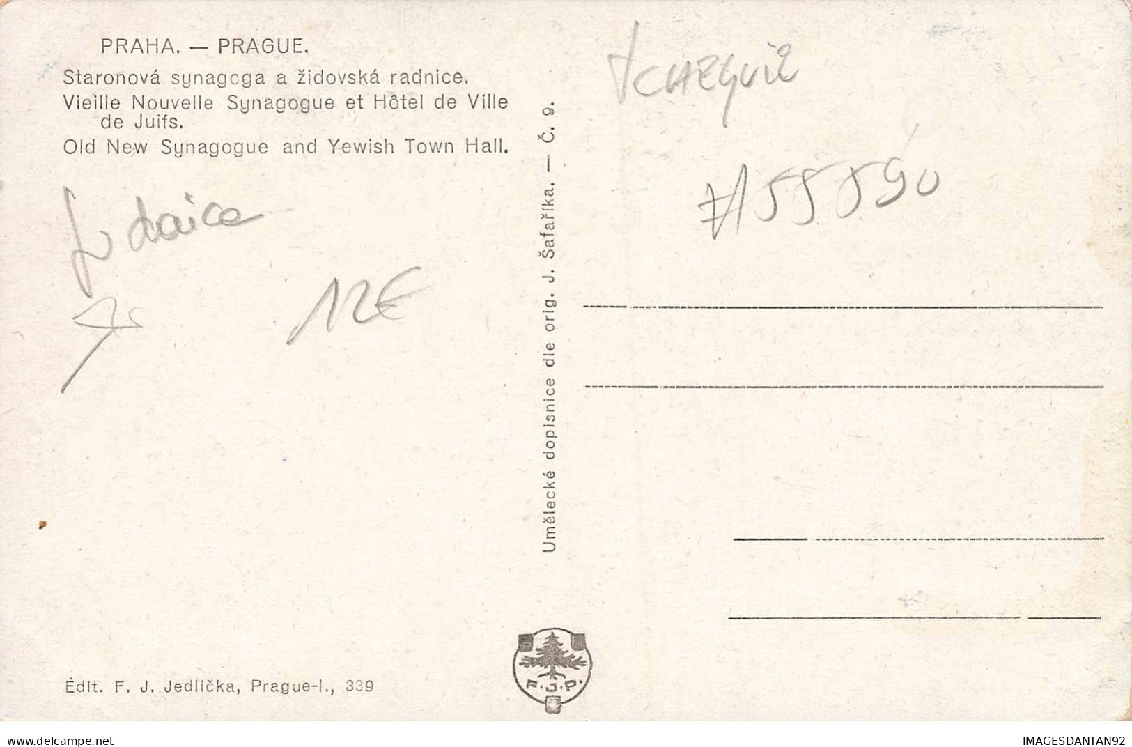 RELIGION #FG55590 JUDAICA PRAGUE NOUVELLE SYNAGOGUE ET HOTEL DE VILLE DE JUIFS TCHEQUIE - Judaika