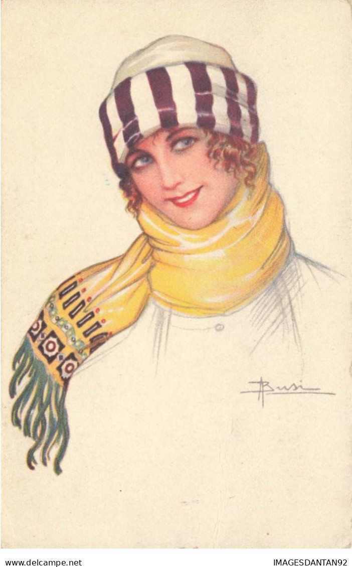 ILLUSTRATEUR #FG55596 ITALIEN BUSI PORTRAIT DE FEMME BONNET ET ECHARPE - Busi, Adolfo