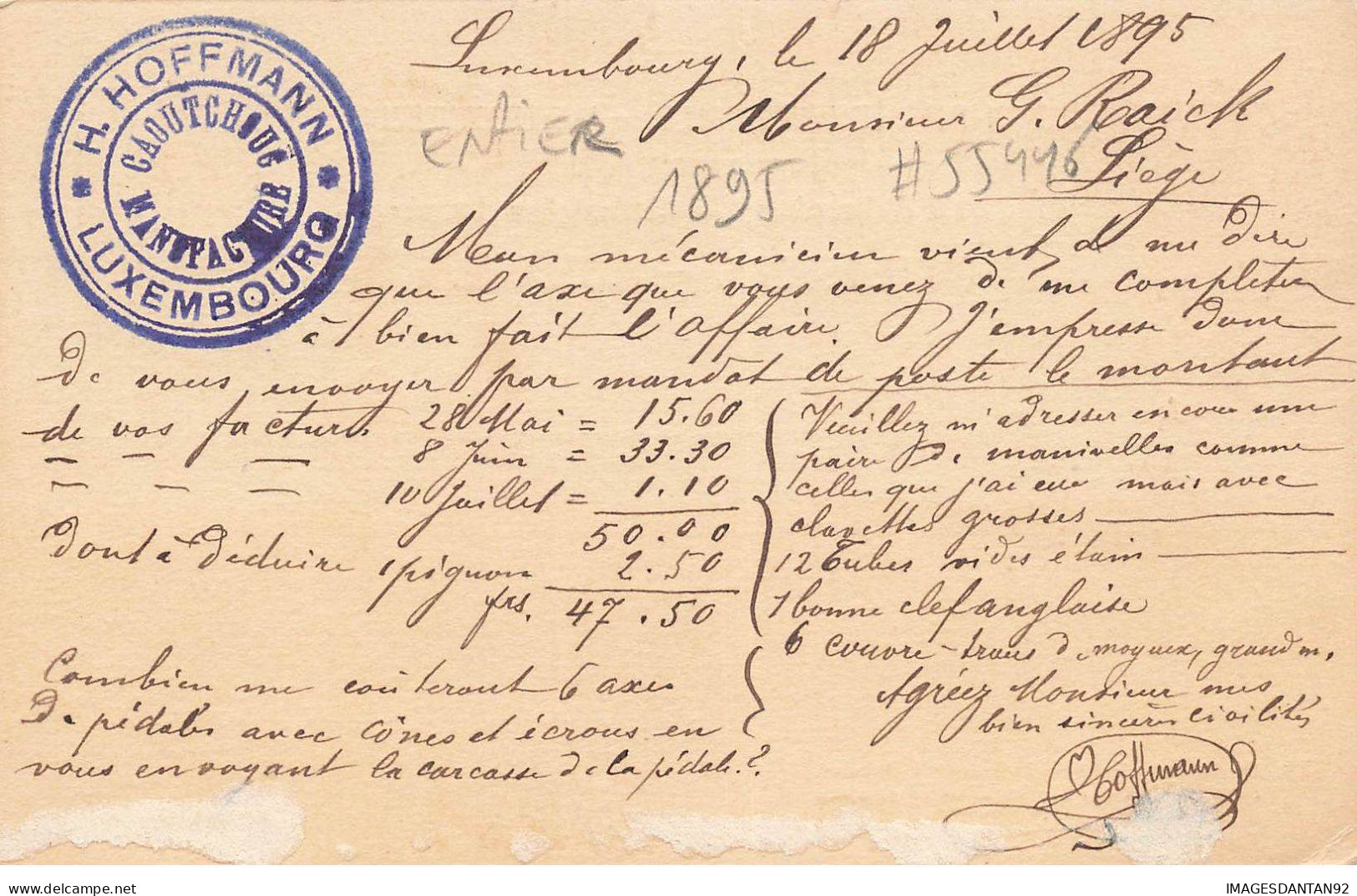 ENTIER #FG55446 LUXEMBOURG HOFFMANN CAOUTCHOUC 1895 - Stamped Stationery
