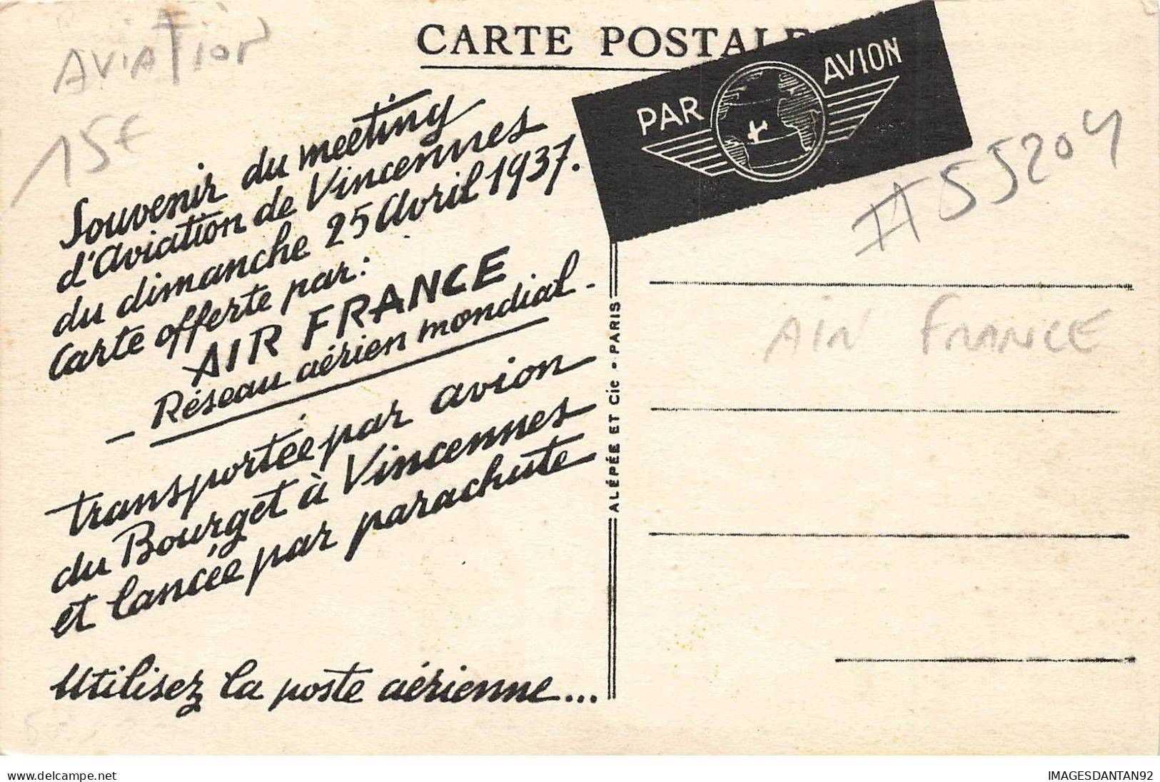 AVIATION #FG55204 AIR FRANCE MEETING DE VINCENNES 1937 PAR ILLUSTRATEUR - Meetings