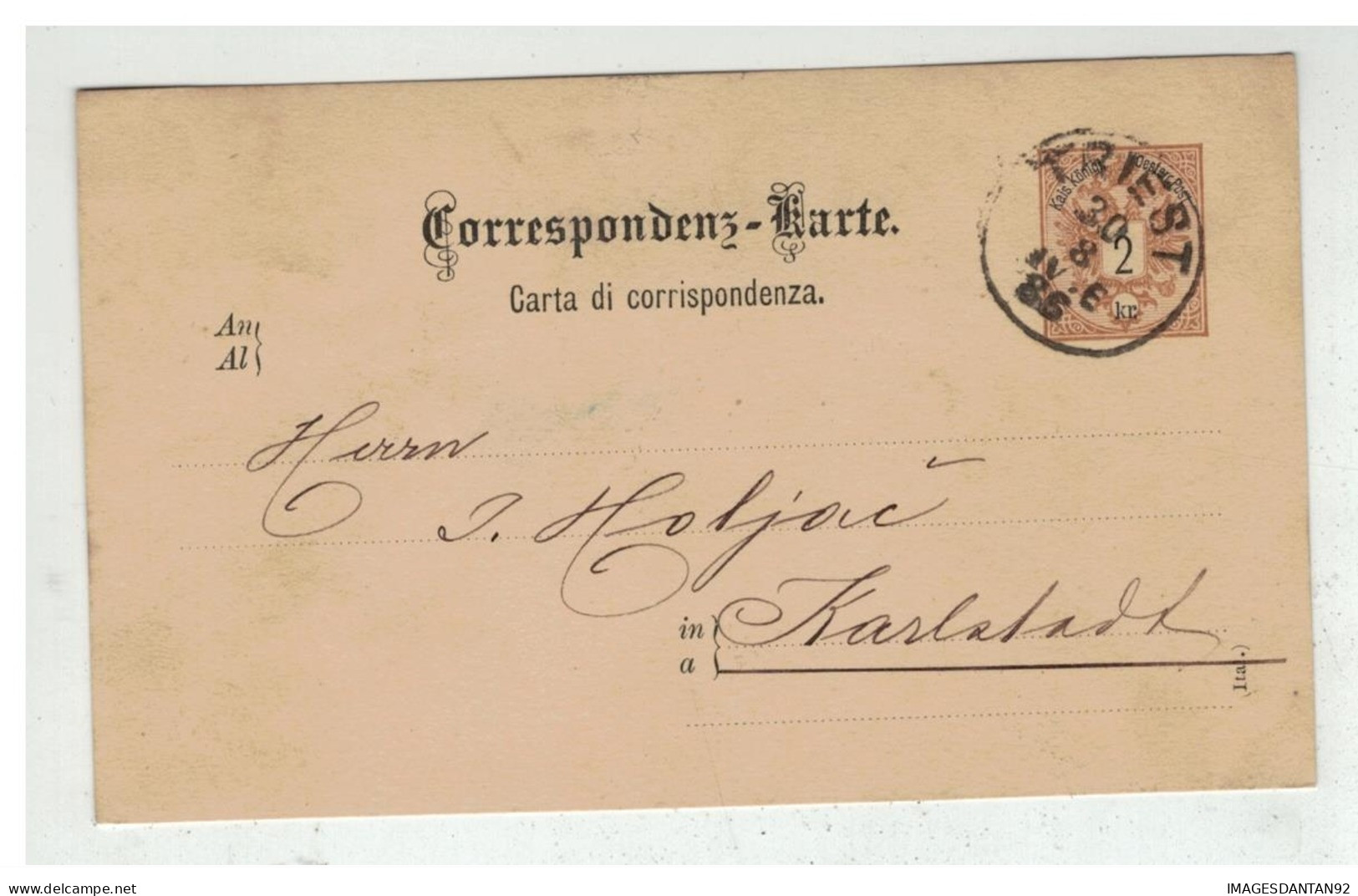 Autriche - Entier Postal 2 Kreuser De TRIEST à Destination KARLSTADT Karlovac , Croatia 1886 - Sonstige & Ohne Zuordnung