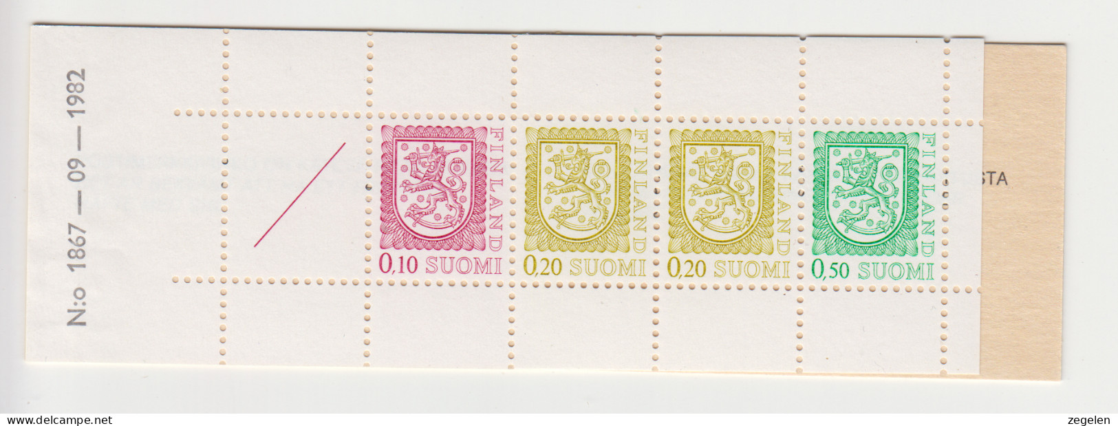 Finland Automaatboekje Cat. Facit HA13I Michel MH12 ** Druknummer 1867 - Postzegelboekjes