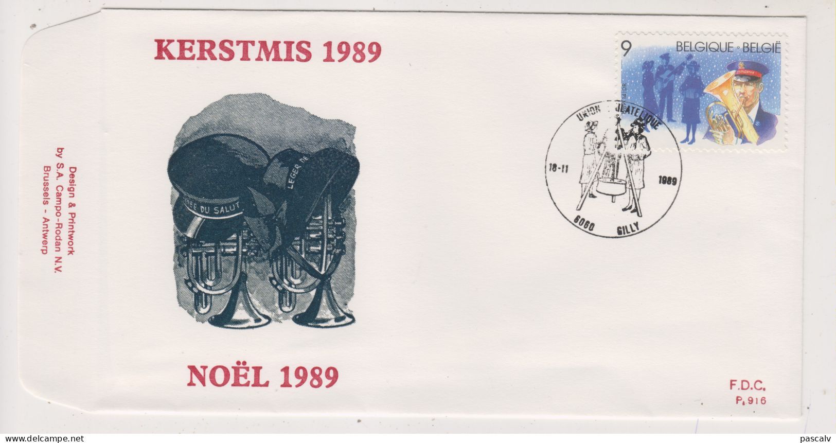 FDC 916 COB 2345 Noël Nouvel An Armée Du Salut Oblitération Gilly - 1981-1990