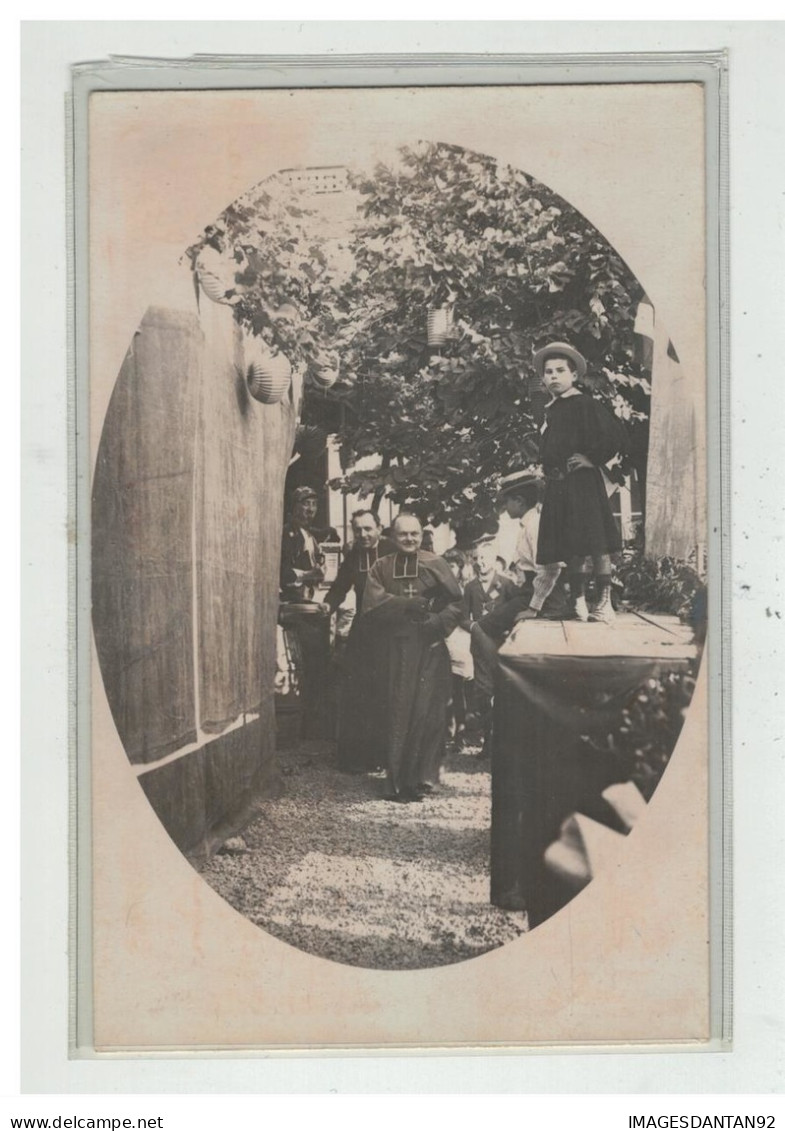 47 AGEN VISITE DE L EVEQUE A LA KERMESSE ECOLE INSTITUTION FELIX AUNAC 14 JUIN 1908 CARTE PHOTO N°1 - Agen