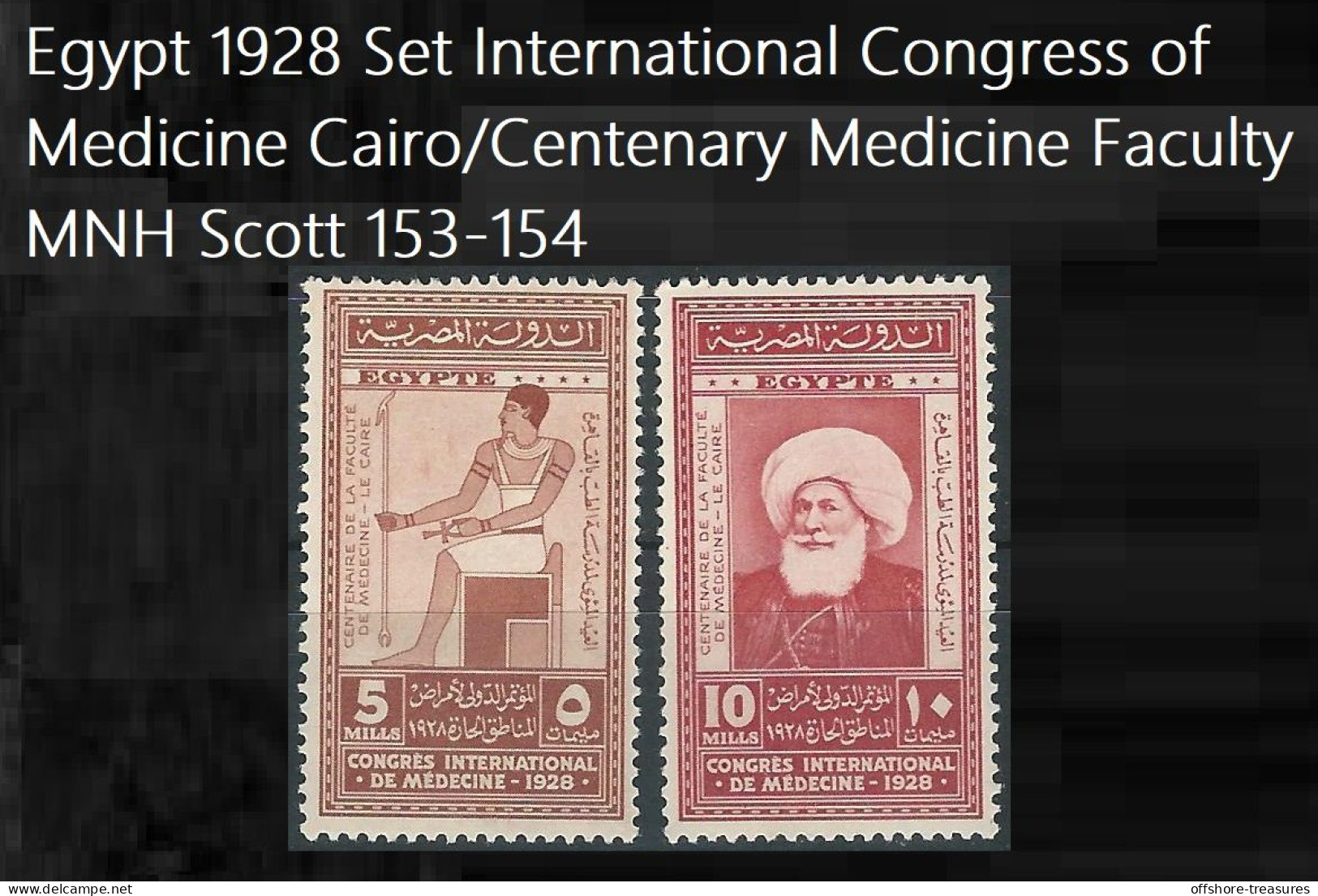 Egypt 1928 Stamp Set International Congress Of Medicine Cairo/Centenary Medicine Faculty MNH Scott 153-154 - Unused Stamps