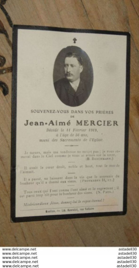 Faire Part De Deces De Jean Aimé MERCIER En 1919 ............... E-165 - Todesanzeige