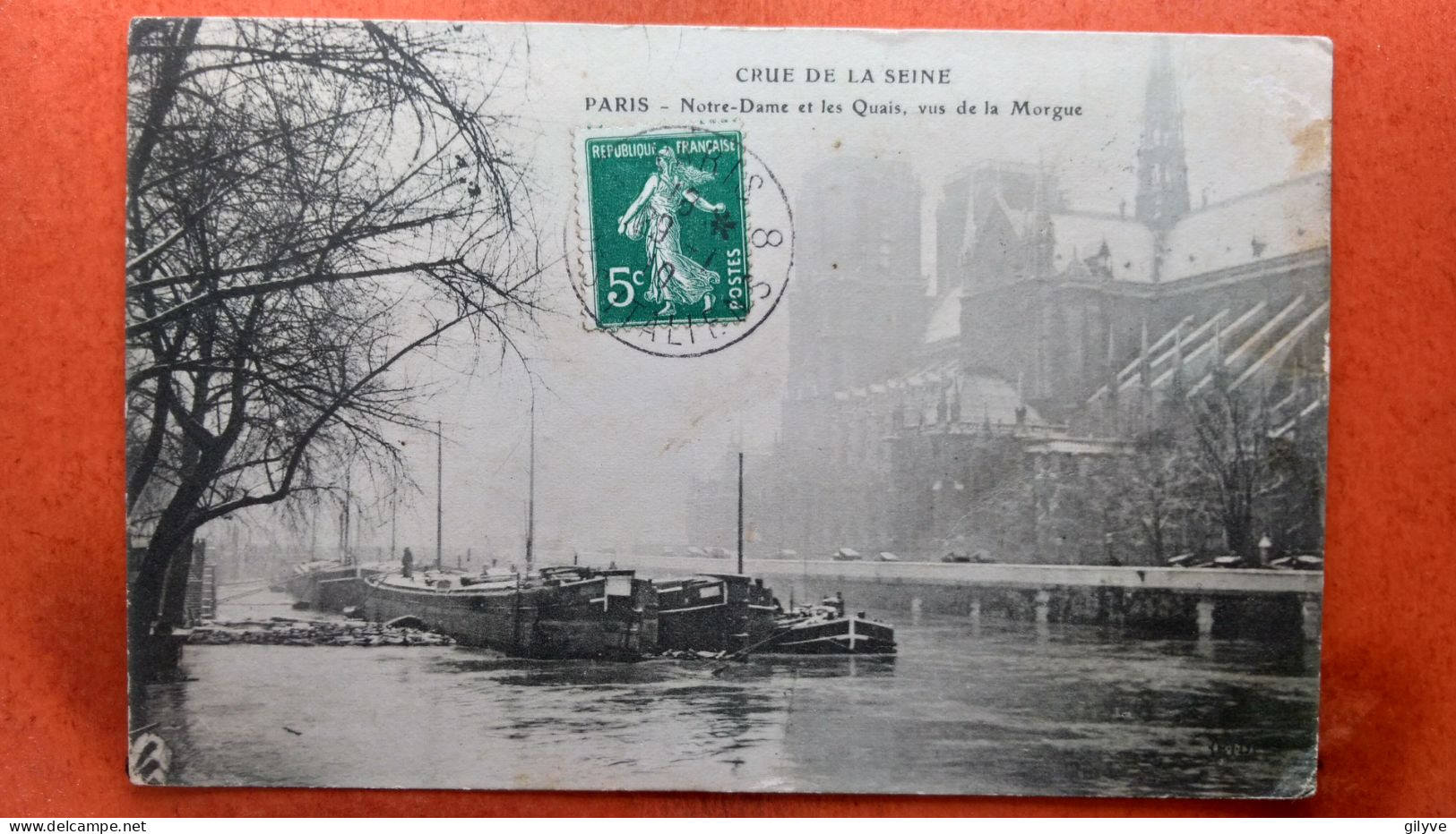 CPA (75) Crue De La Seine.1910. Notre Dame Et Les Quais, Vus De La Morgue.  (7A.672) - Überschwemmung 1910