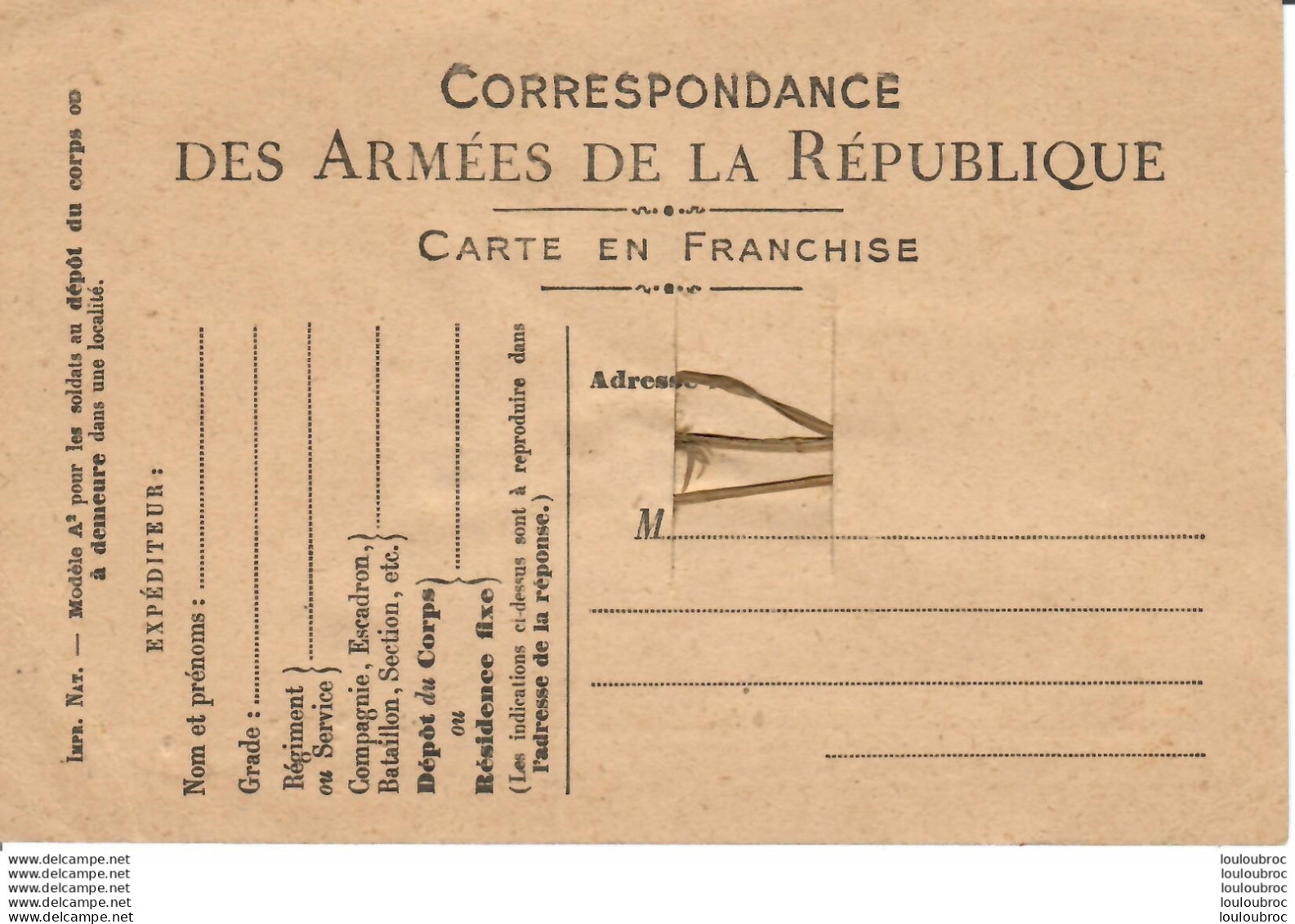 CORRESPONDANCE DES ARMEES DE LA REPUBLIQUE AVEC FLEUR SECHEE GUERRE 1914-1918 - Briefe U. Dokumente