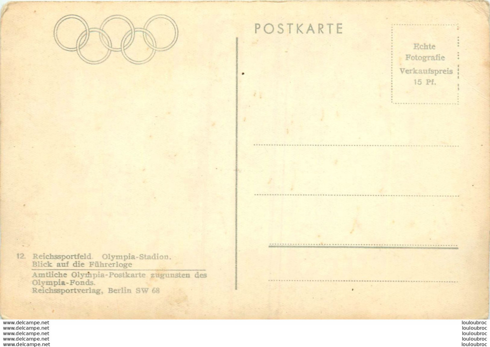 BERLIN JEUX OLYMPIQUES DE BERLIN 1936 - Olympische Spiele