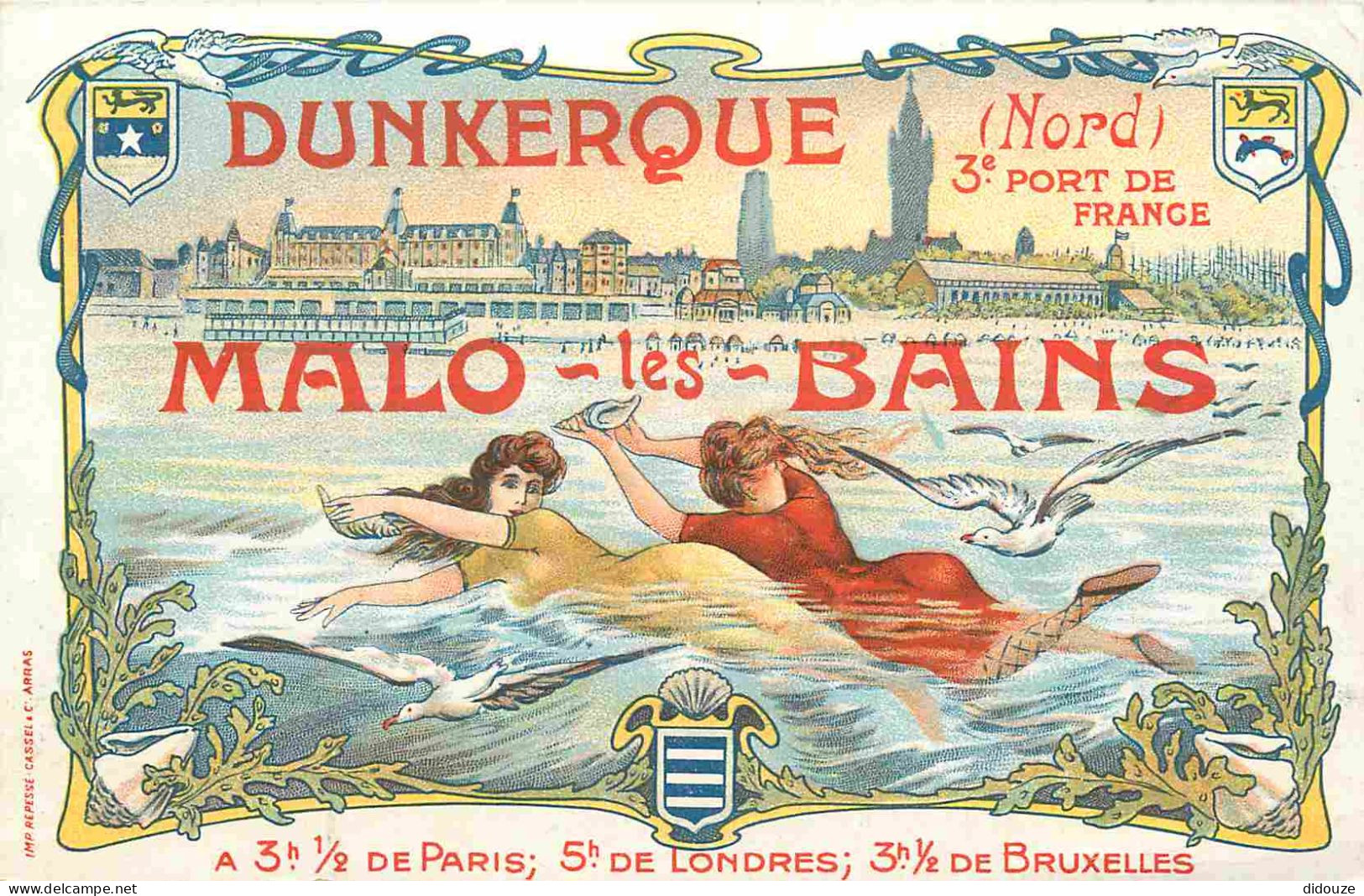 59 - Malo Les Bains - Carte Publicitaire Vintage - Baigneuses - Colorisée - CPA - Voir Scans Recto-Verso - Malo Les Bains
