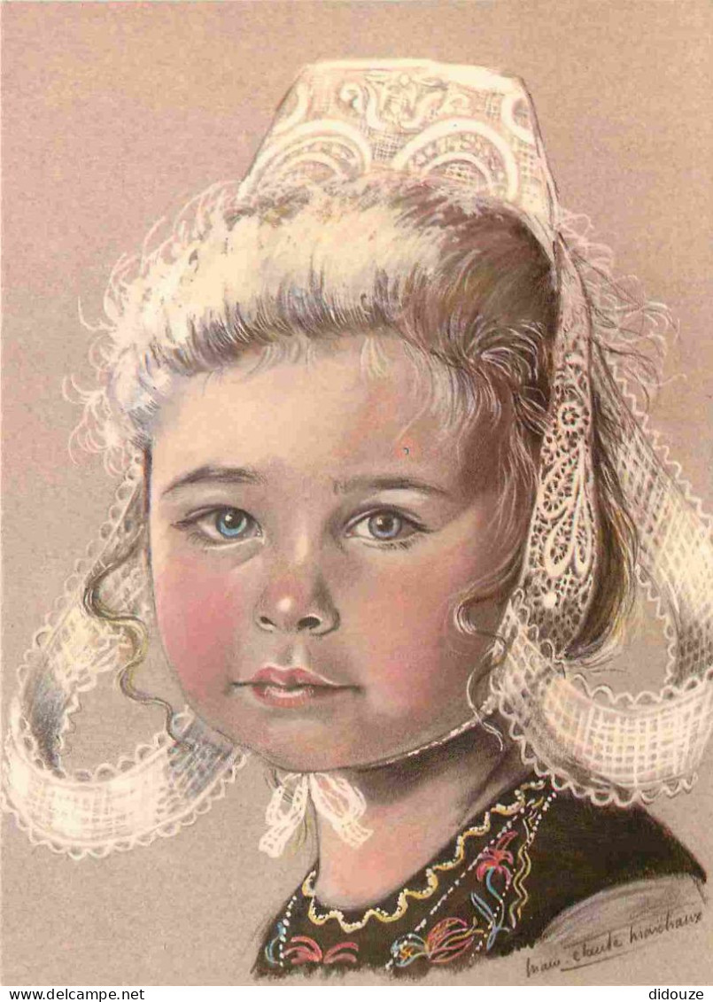 Régions - Bretagne - Art Peinture Illustration - Marie Claude Monchaux - Les Enfants Bretons - Fillette Du Porzay Vers 1 - Bretagne