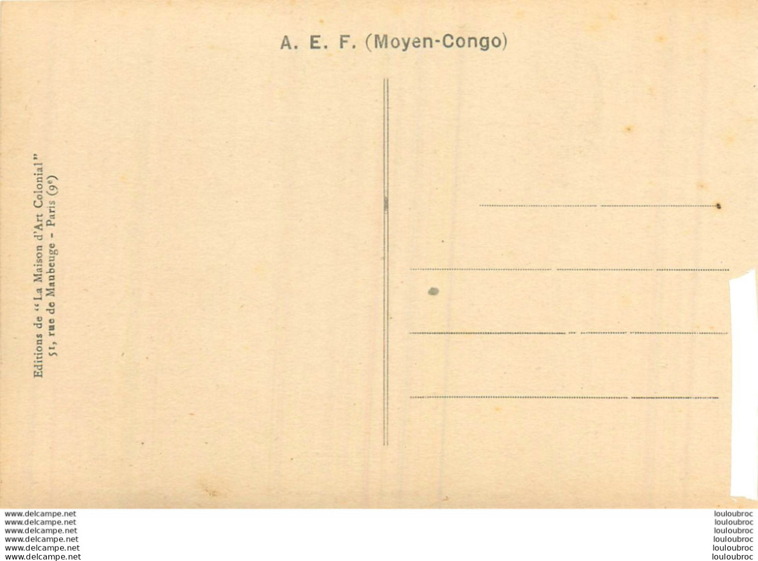 TYPES INDIGENES CLICHE GOUVERNEMENT GENERAL EDITION DE LA MAISON D'ART COLONIAL - Congo Français
