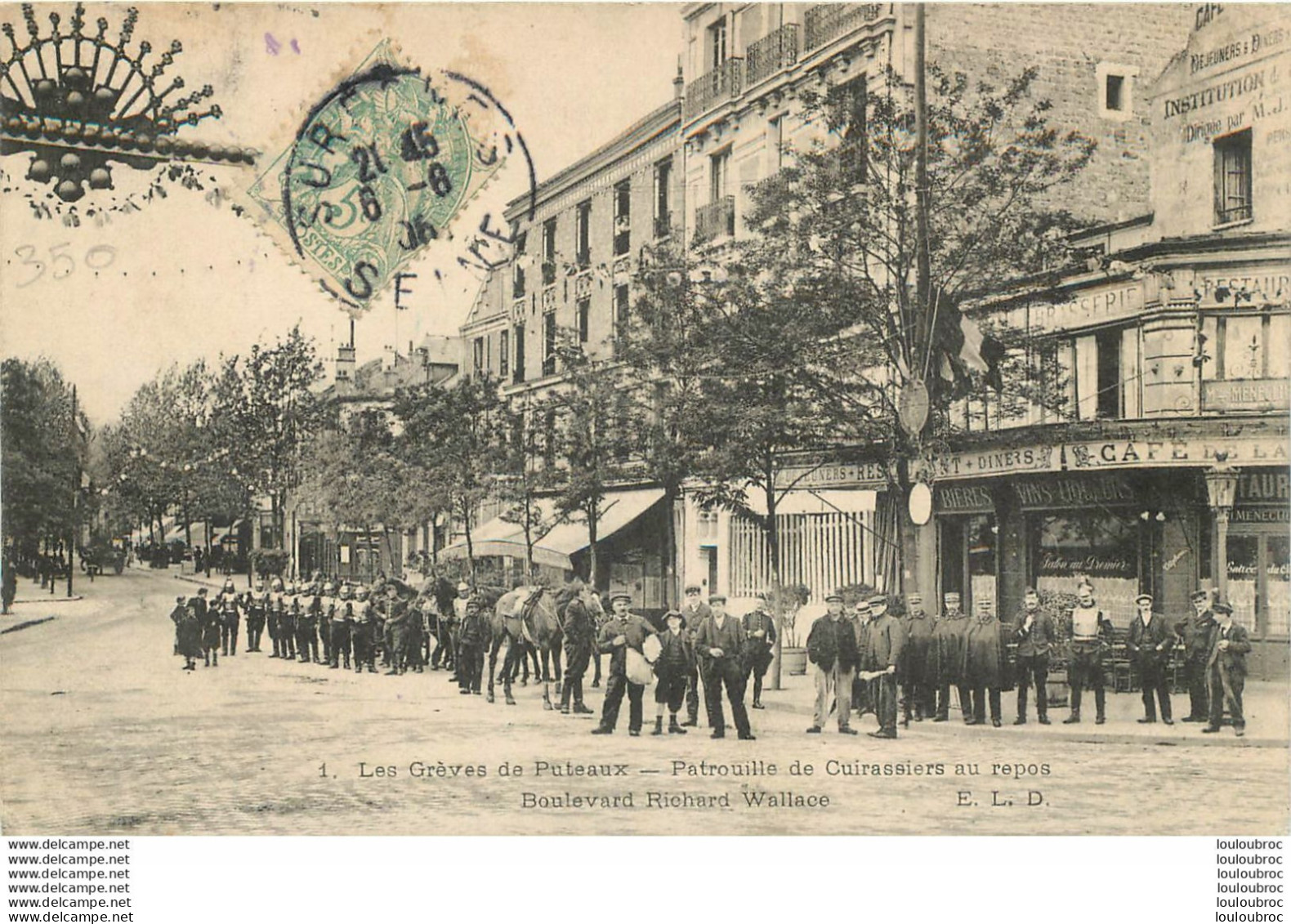 PUTEAUX LES GREVES PATROUILLES DE CUIRASSIERS AU REPOS BOULEVARD RICHARD WALLACE Ref1 - Puteaux