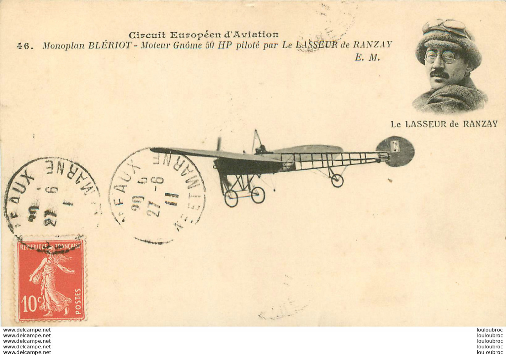 CIRCUIT EUROPEEN D'AVIATION AVIATEUR LE LASSEUR DE RANZAY  SUR MONOPLAN BLERIOT - Meetings